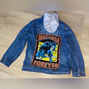 Kids Blue Denim Wakanda Forever Jacket 10F1Tyme-Toucj